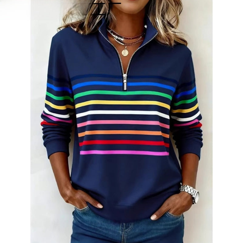 Fall/Winter Half-Zip Printed Sweatshirt teemdrop