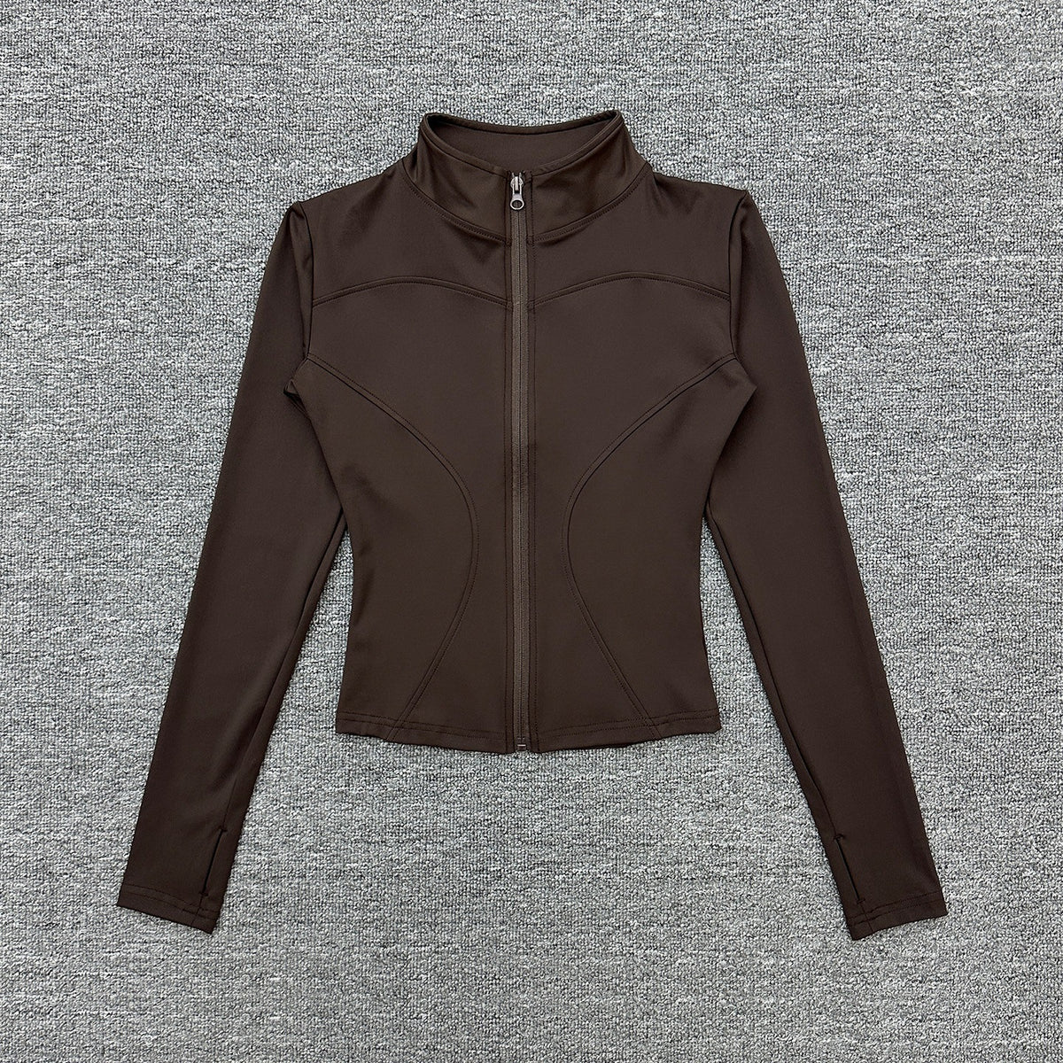 Womens Stand Collar Sports Jacket with Thumb Holes