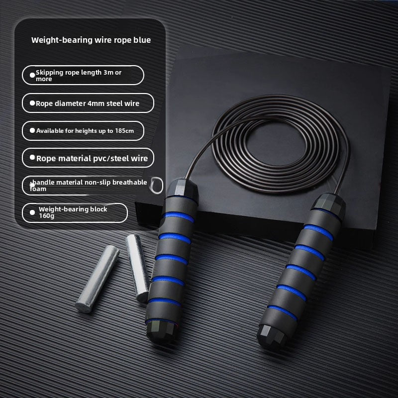 Adjustable Length Steel Wire Skipping Rope with Bearing System for Fitness Training