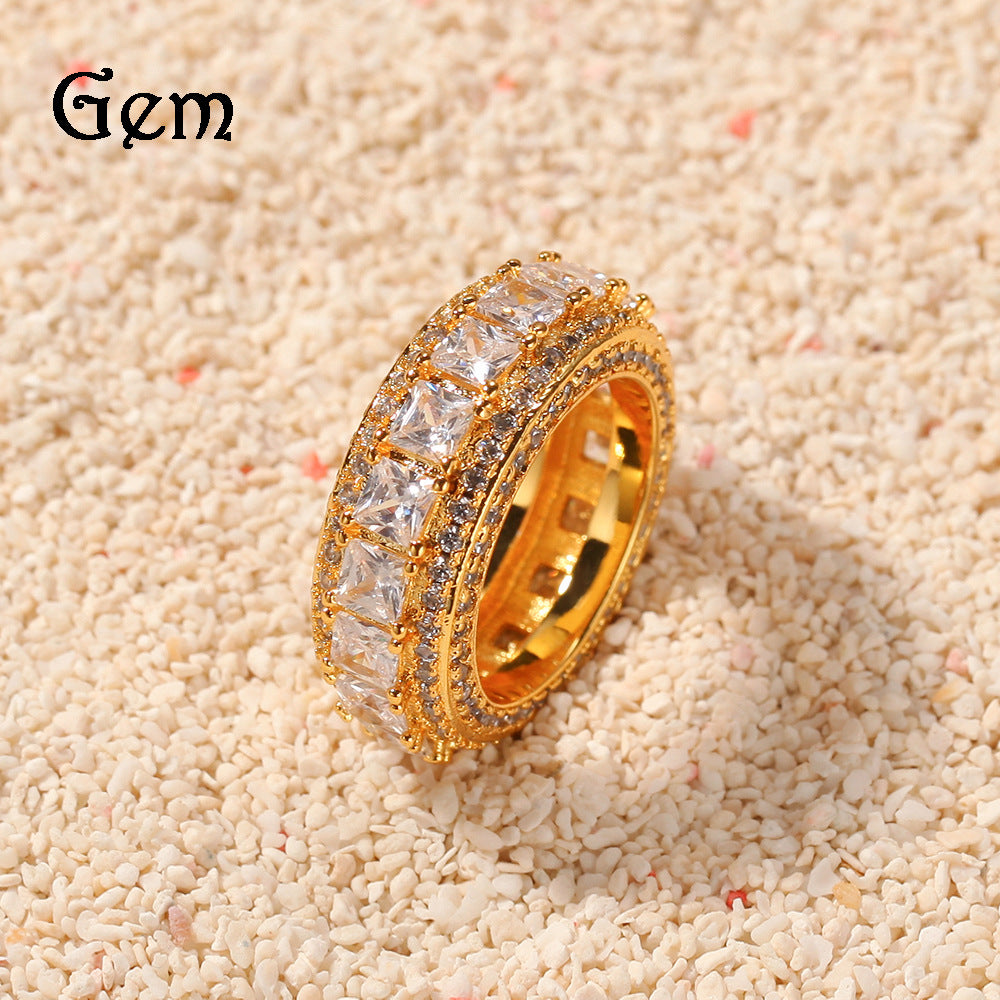 Retro Geometric Micro-Inlaid Zircon Copper Hip-Hop Ring for Men and Women teemdrop