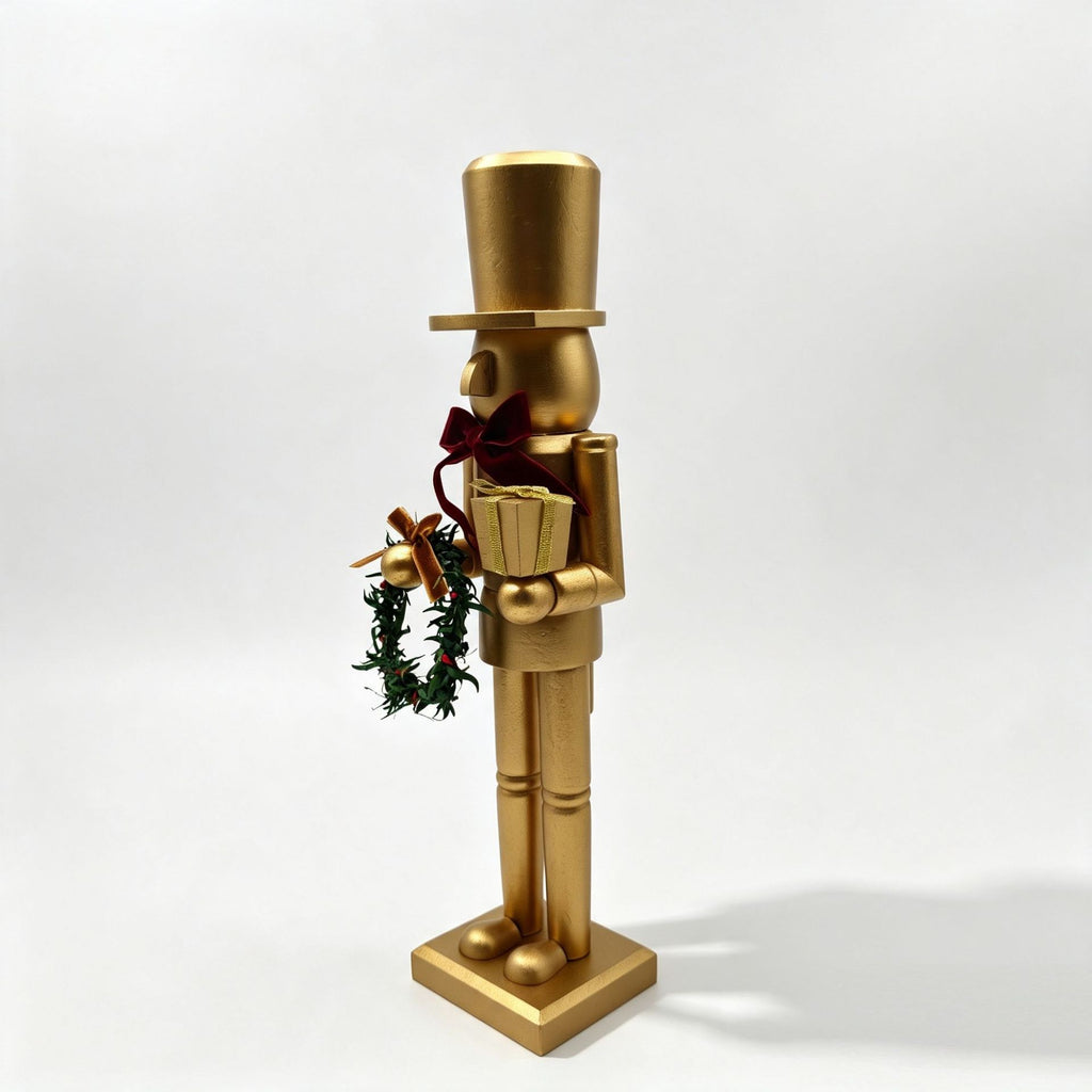 Matte Gold Wooden Nutcracker Christmas Decoration