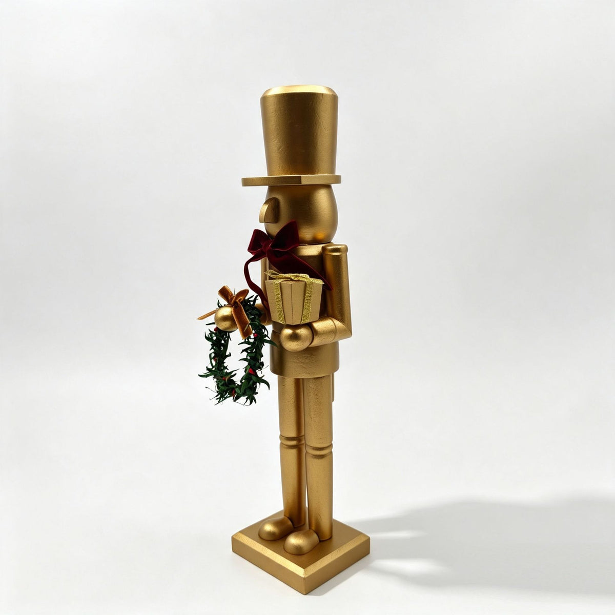 Matte Gold Wooden Nutcracker Christmas Decoration