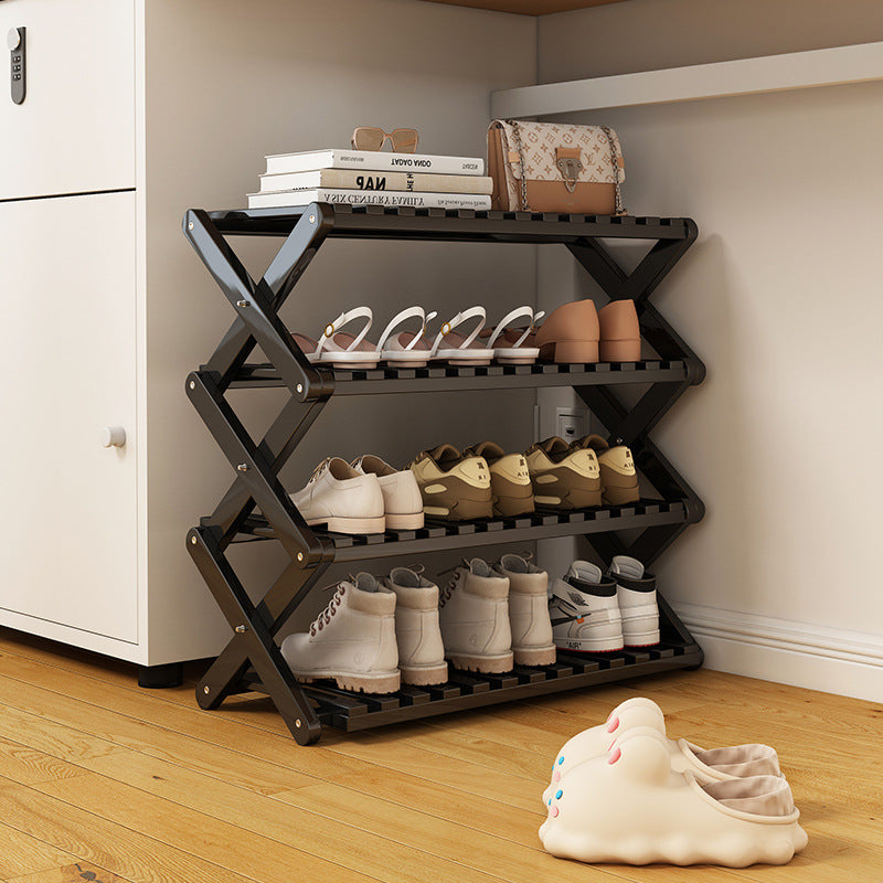 Foldable Bamboo Shoe Rack Freestanding No Assembly Multi-Tier Storage Organizer teemdrop