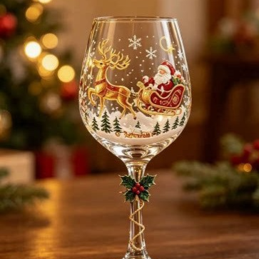 Christmas Halloween Themed Glass Art Goblet Festive Drinking Cup teemdrop