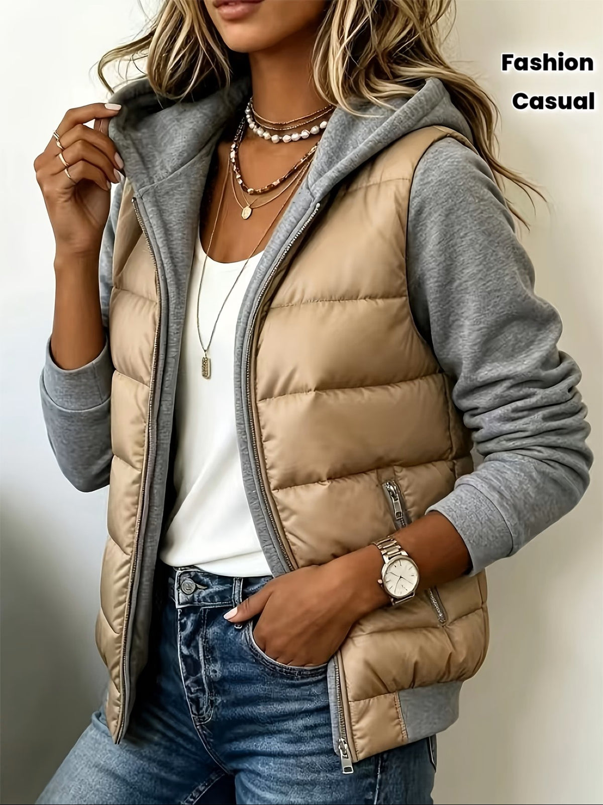 Women's Mid-Length Hooded Fleece-Lined Faux Shearling Coat teemdrop