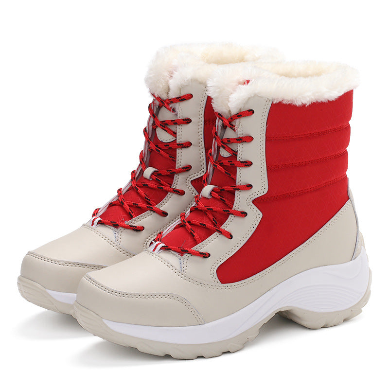Womens Fleece-Lined High-Top Winter Snow Boots Outdoor Hiking Shoes