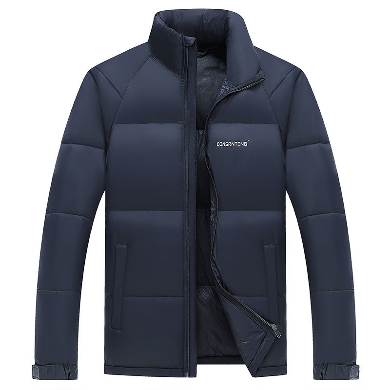Mens Thickened Solid Color Stand Collar Padded Jacket teemdrop