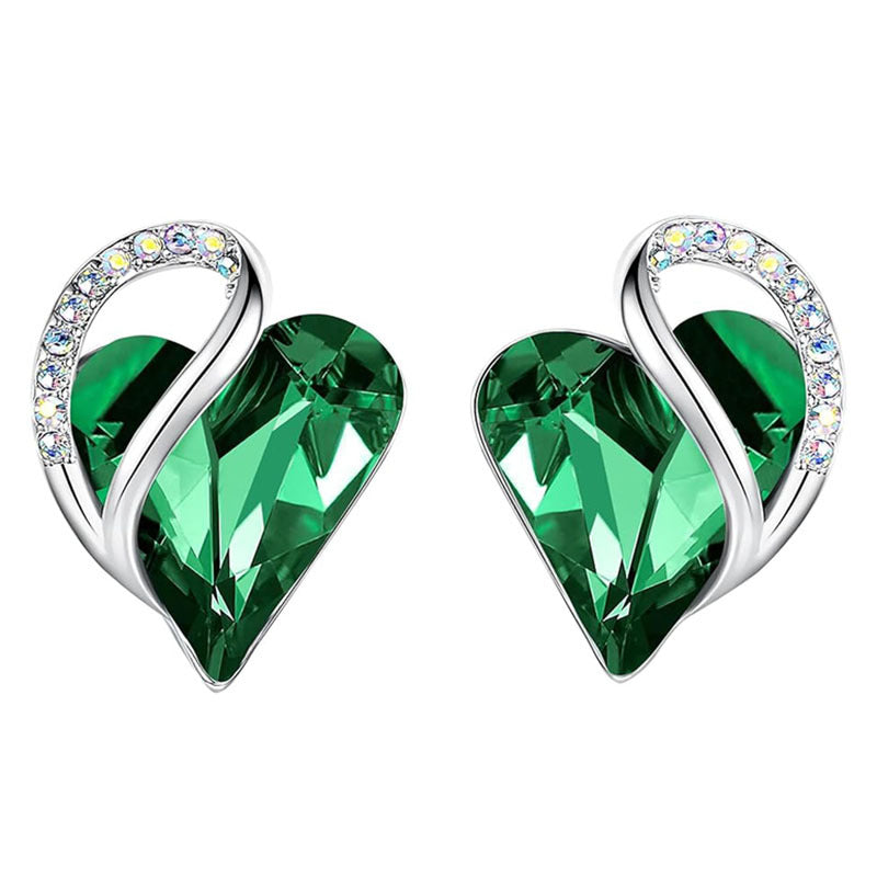 Elegant Crystal Heart Stud Earrings for Women