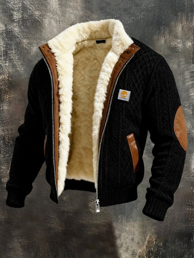 Men's Fleece Lined Hooded Zip Up Jacket Windproof Warm Winter Coat