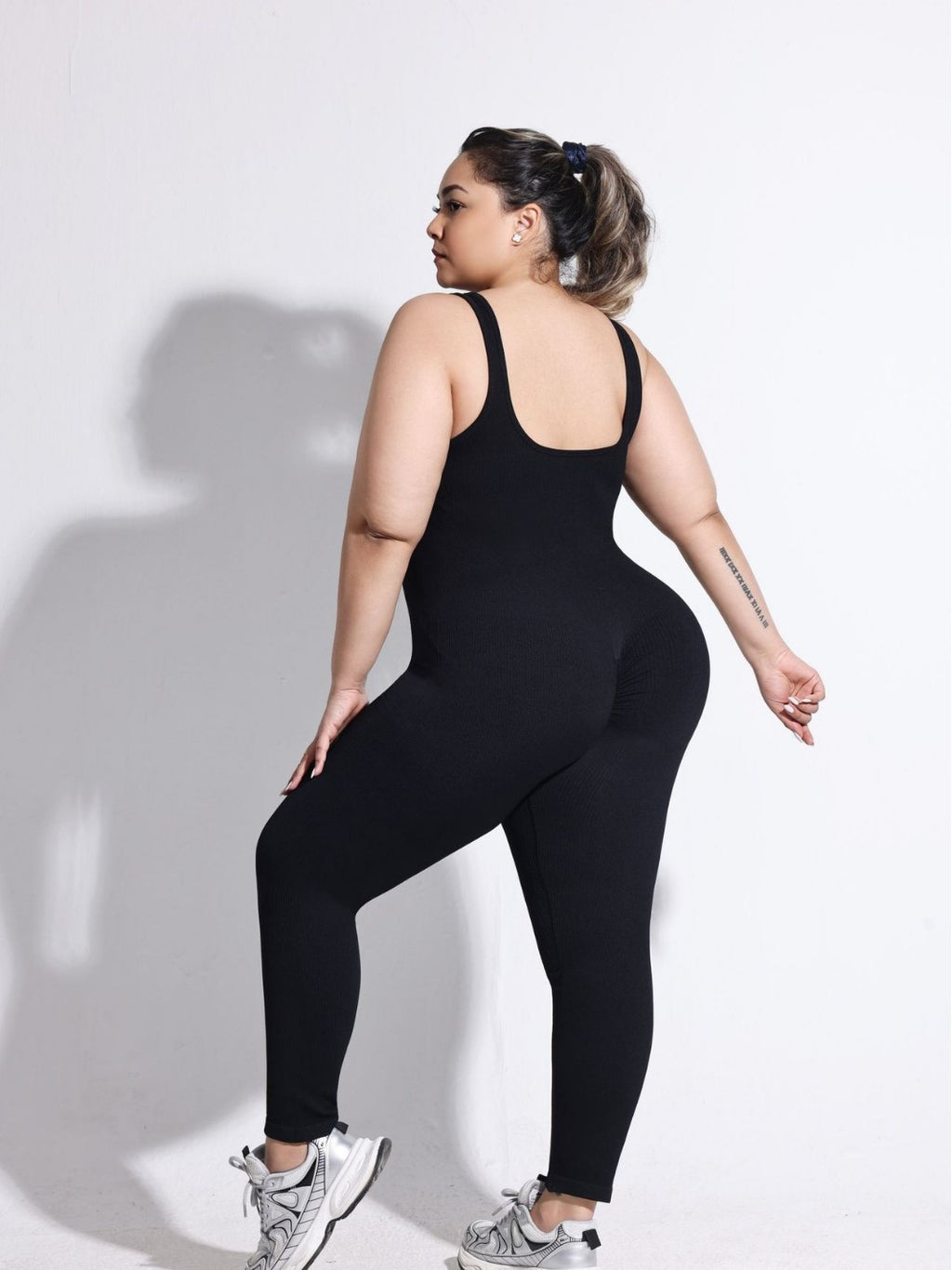 Plus Size Backless Thick Ribbed Jumpsuit for Women
