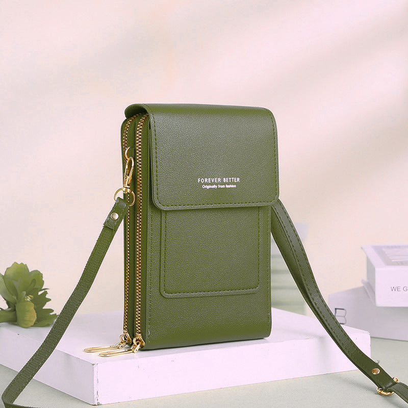 Women's Touch Screen PU Leather Phone Pouch Crossbody Bag with Card Slots