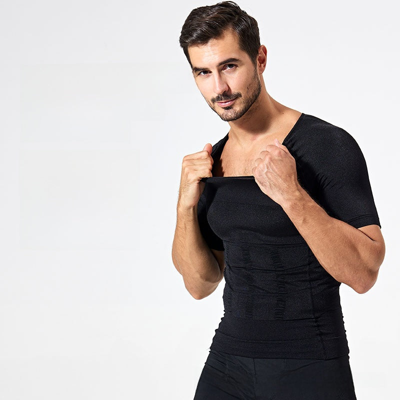 Men's Slimming Body Shaper Vest Tummy Control Nylon Compression Fitness Top