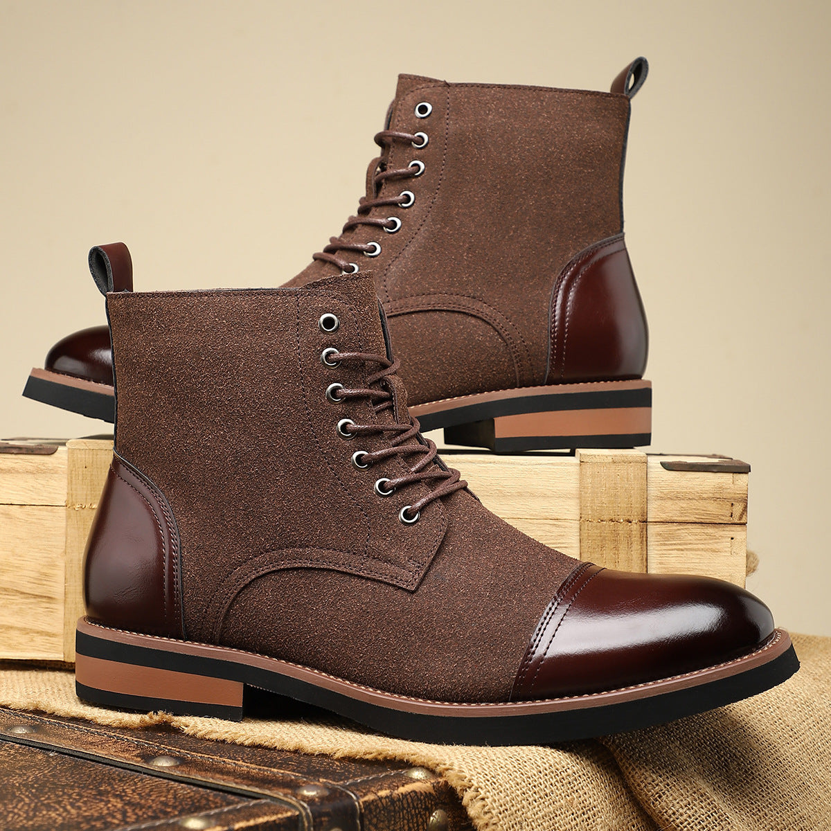 Versatile Casual Men's Leather Toe-Cap Martin Boots 28006 teemdrop