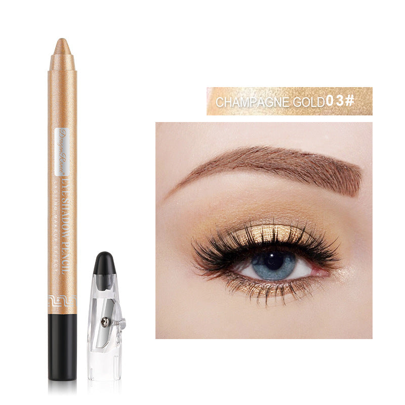 Pearlescent Creamy Eyeshadow Pencil with Built-in Sharpener Long-lasting Shimmer Eye Makeup
