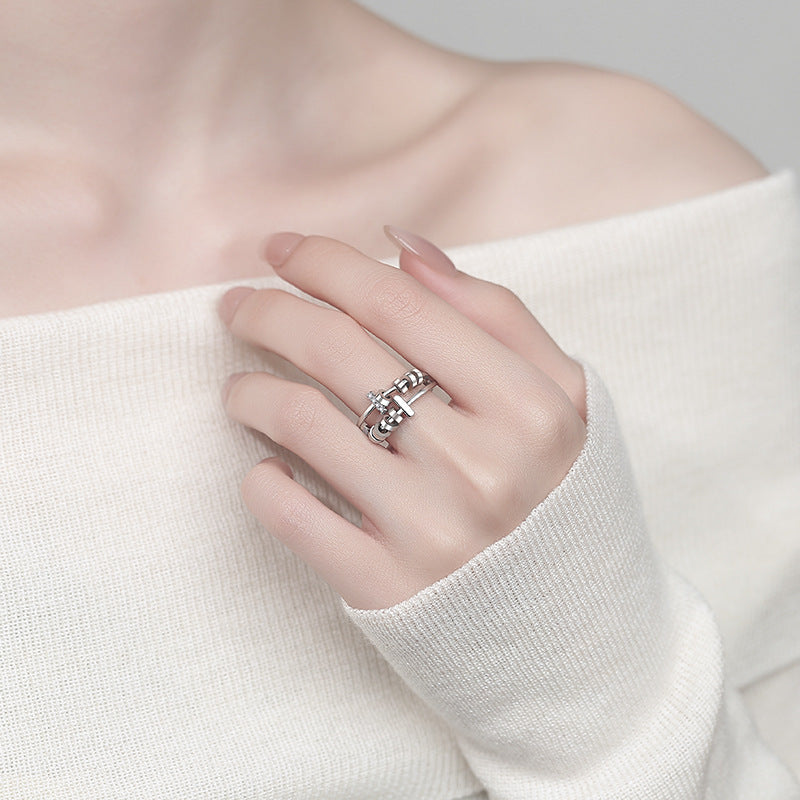 Anti-anxiety and stress-relieving rotating copper band ring