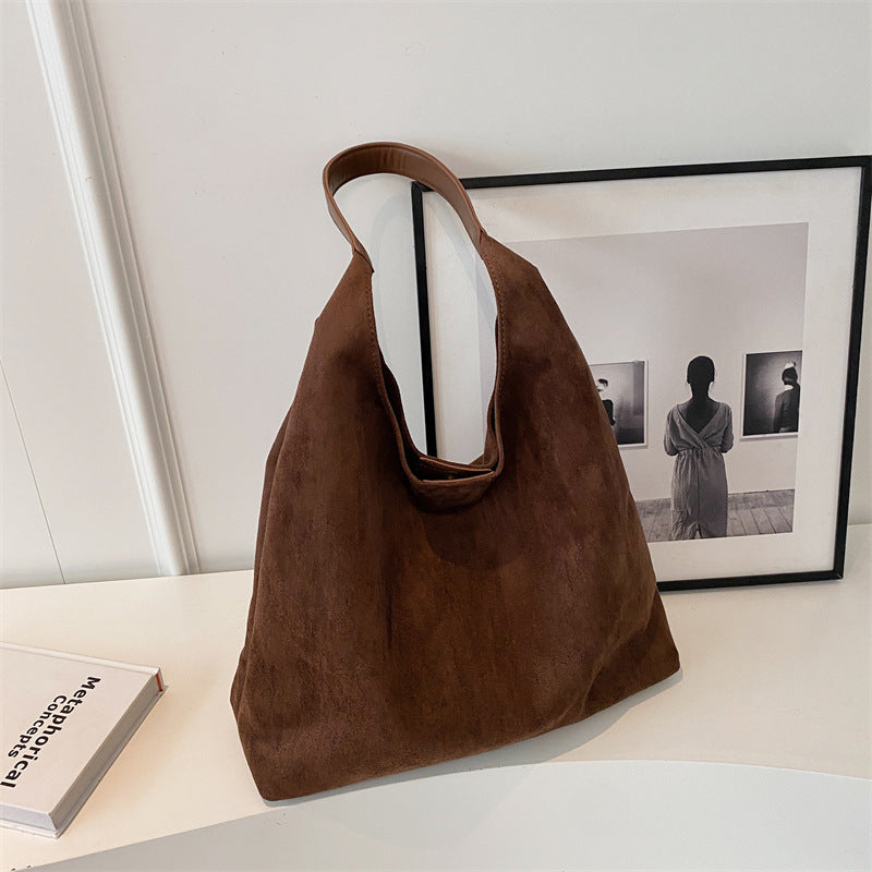 Retro Frosted Solid Color Large-Capacity Single Shoulder Bag