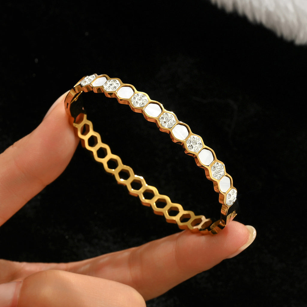 Gold-colored stainless steel bracelet teemdrop