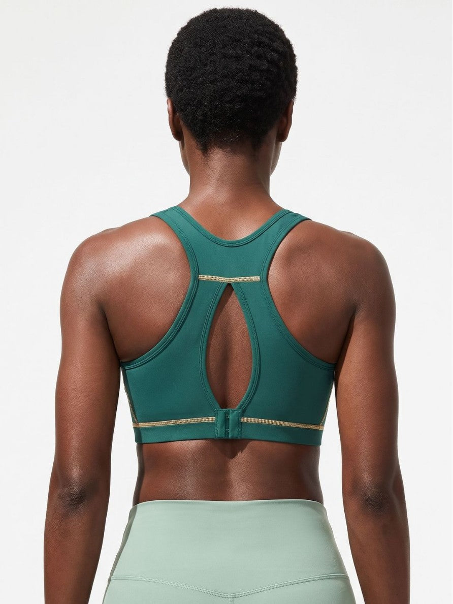 Women's shock-absorbing color-striped sports bra teemdrop
