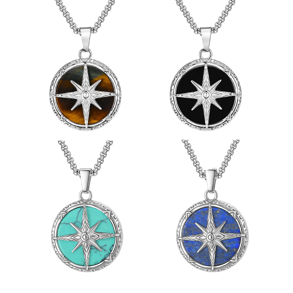 Stainless steel eight-pointed star necklace