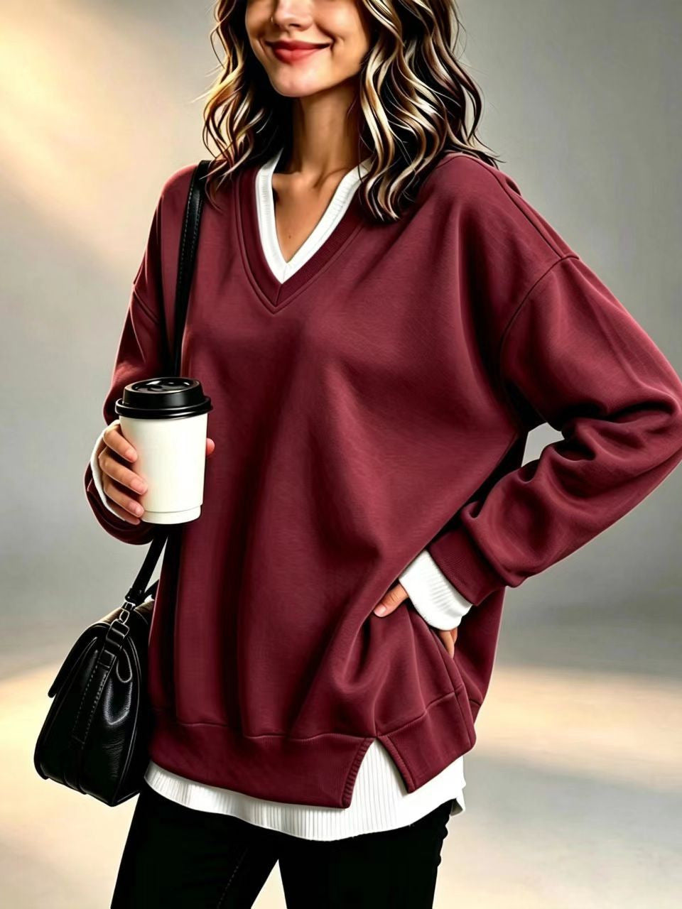 V-neck sweatshirt teemdrop