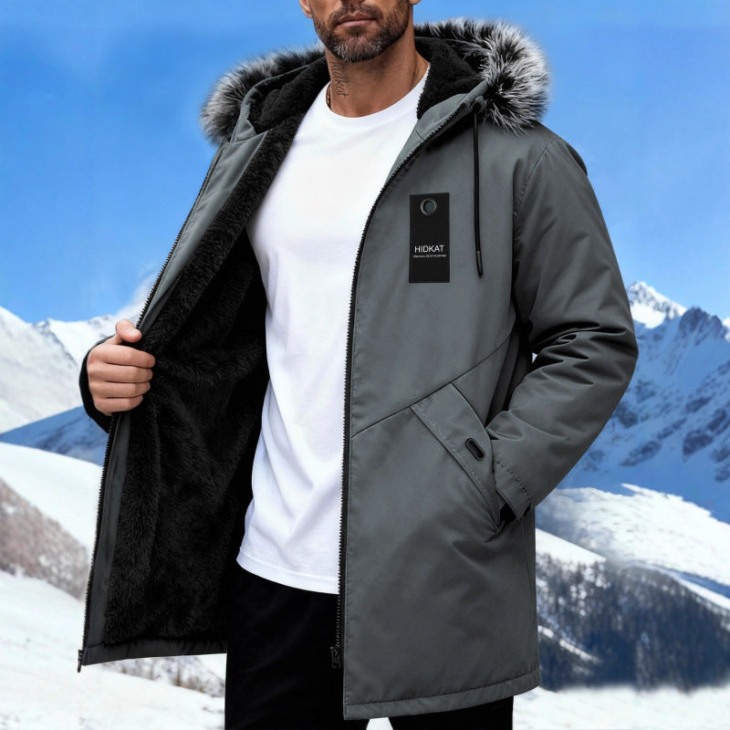 Men's Slim-Fit Mid-Length Windbreaker with Hood