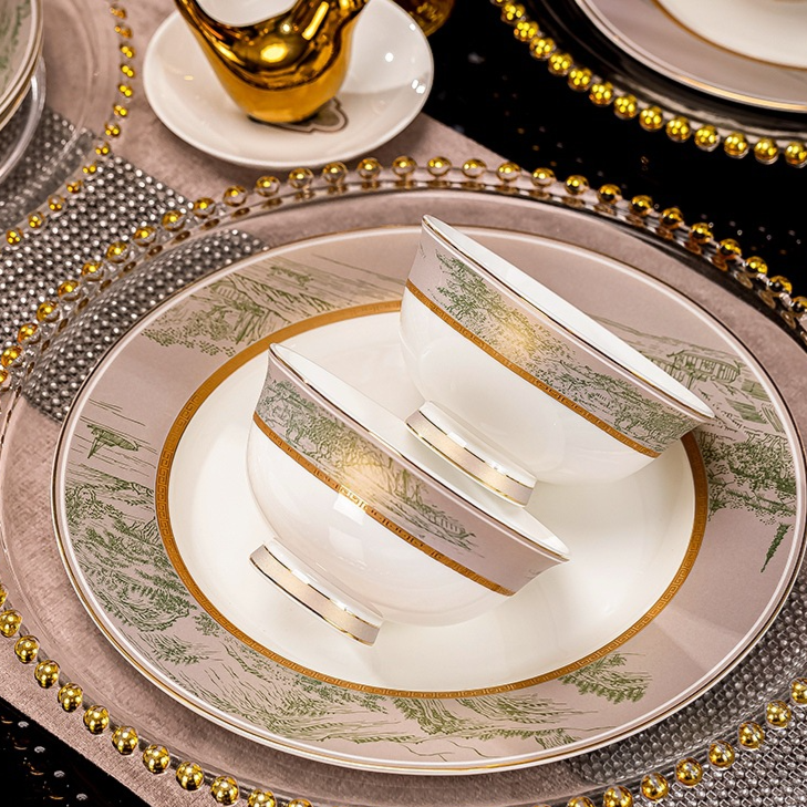 Floral-patterned tableware set