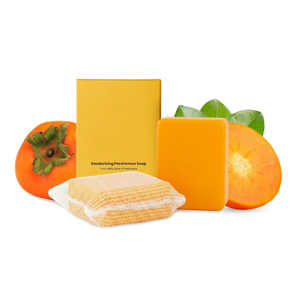 Natural Persimmon Handmade Soap Deodorizing Body Wash Gentle Cleanser for Underarm Foot Odor Removal Herbal Fragrance Bar teemdrop