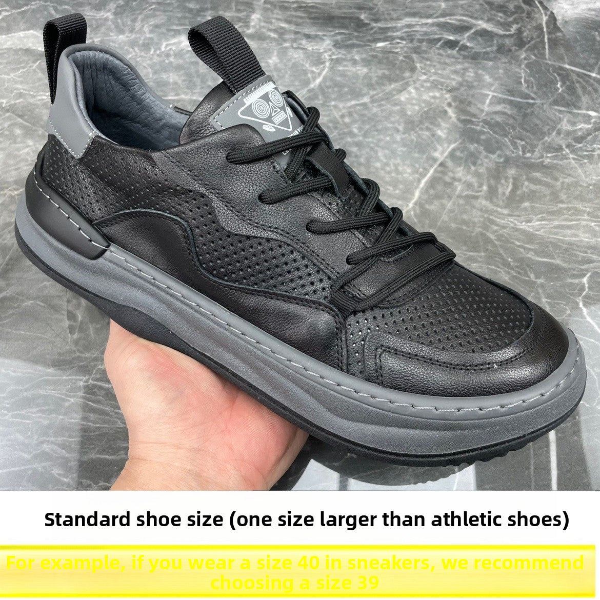 Men's Casual Genuine Cowhide Breathable Lace-Up Flat Board Shoes teemdrop