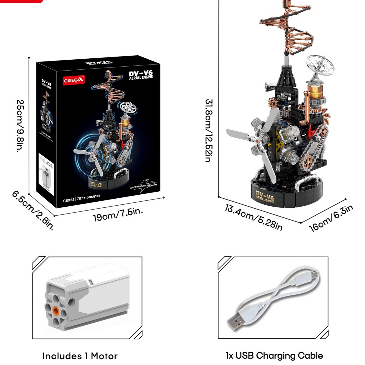 V8 Engine Model Assembly Building Block Toy