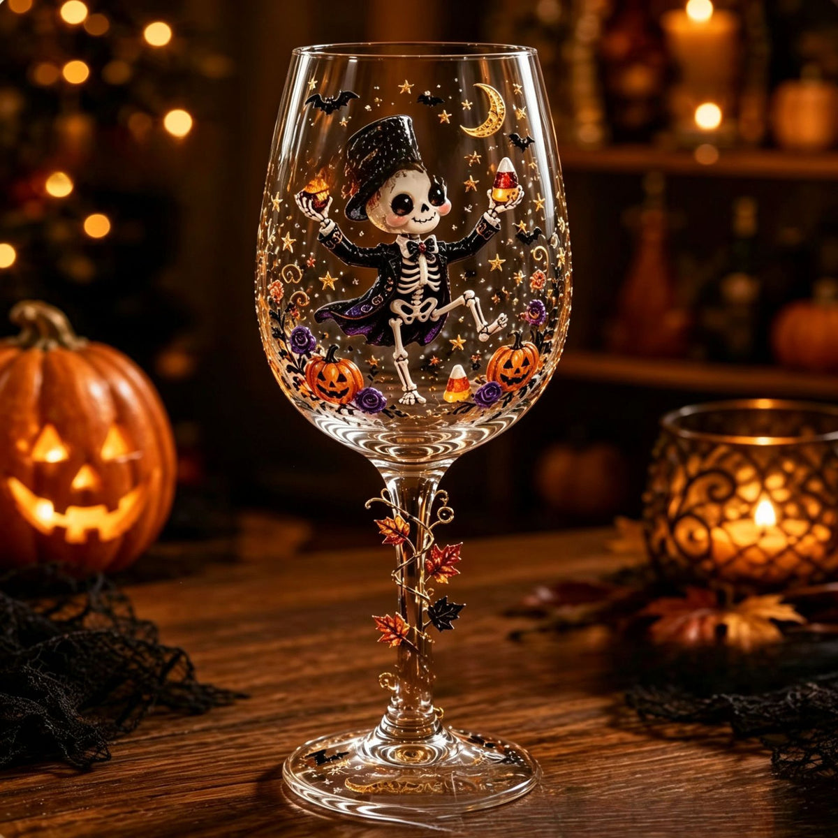 Christmas Halloween Themed Glass Art Goblet Festive Drinking Cup teemdrop