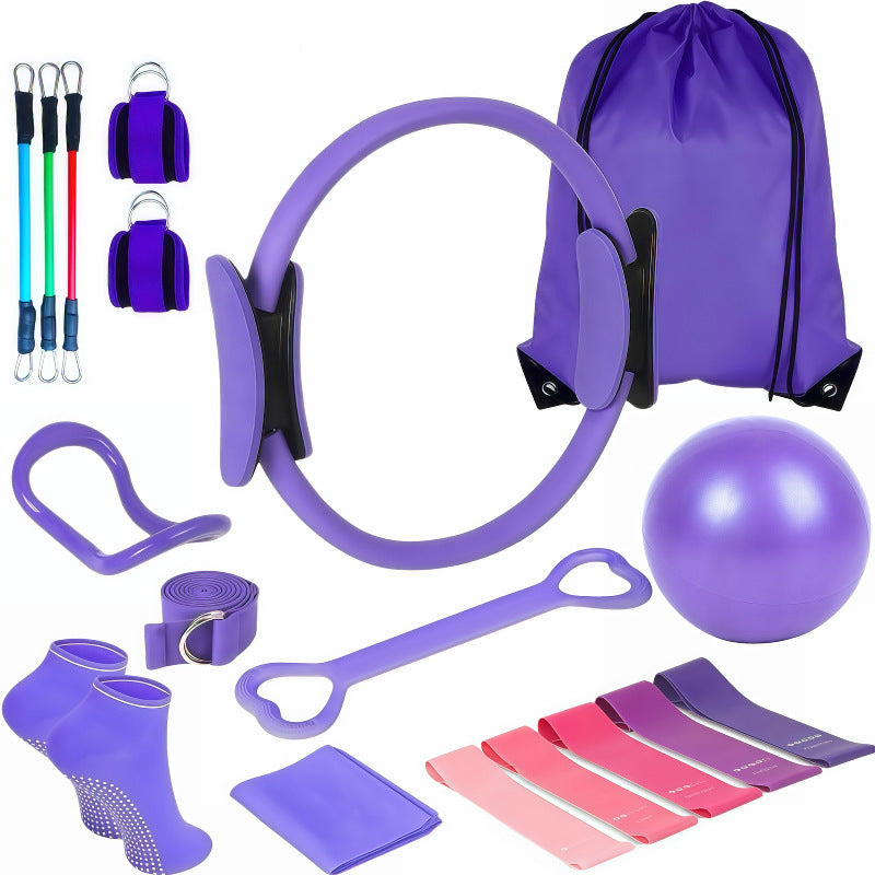 Multi-Piece Yoga Ring and Pilates Resistance Band Set teemdrop