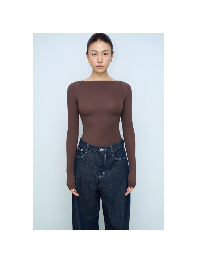 Women's Cotton Jersey Off-Shoulder Long Sleeve Top teemdrop