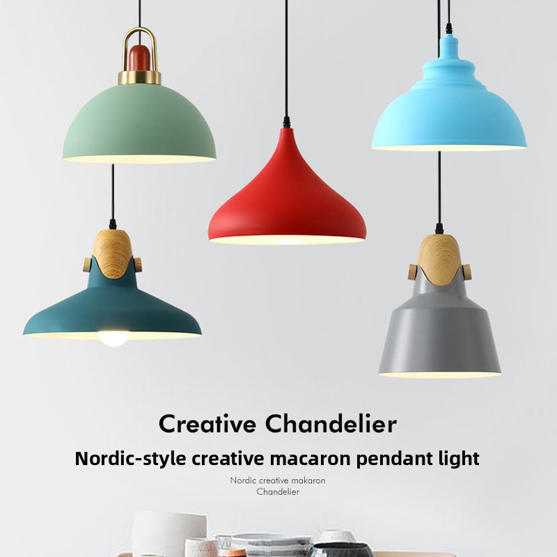 Single Head Hanging Chandelier Aluminum Macaron Color Pendant Light