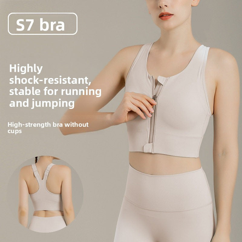 Plus Size High Support Front Zipper Sports Bra teemdrop