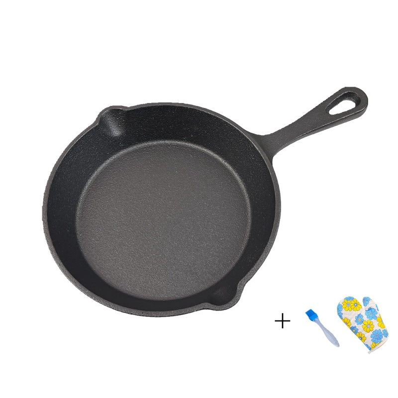 Traditional Cast Iron Flat Bottom Frying Pan teemdrop