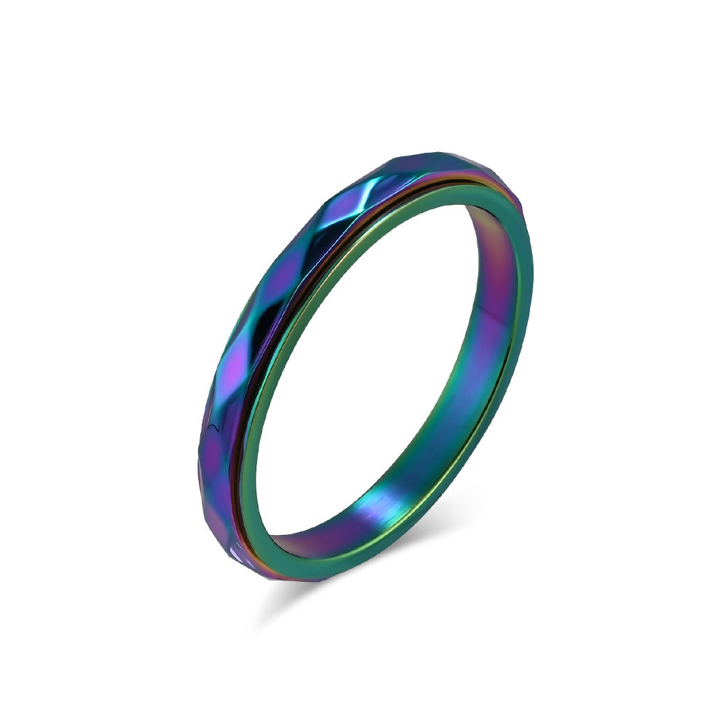 Geometric Rotating Titanium Steel Ring