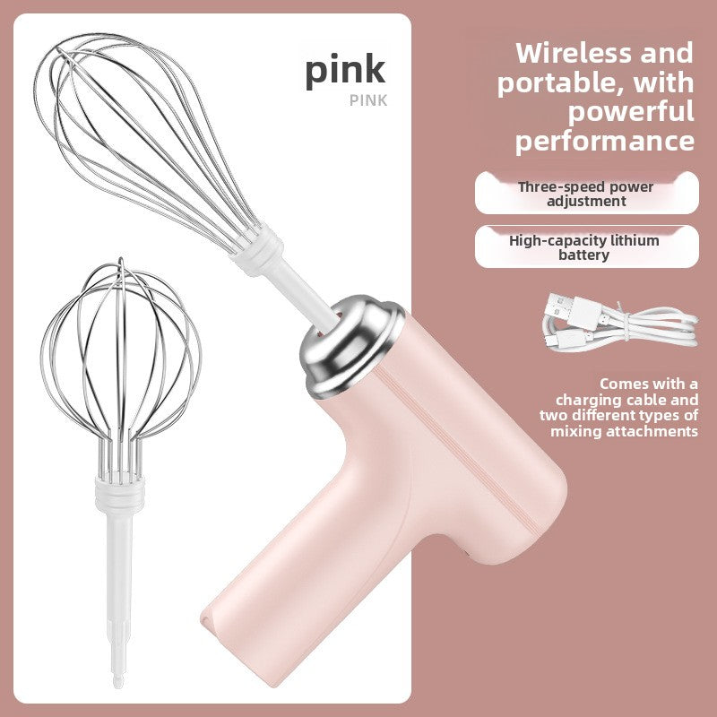 Mini Wireless Rechargeable Electric Hand Mixer with 3 Speeds for Baking and Cooking
