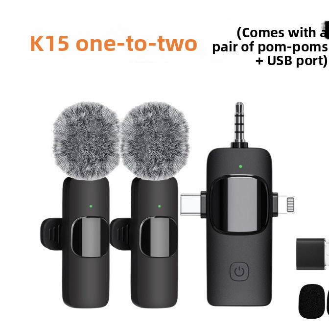K15 3-in-1 Universal Wireless Lavalier Microphone with Noise Reduction for Live Streaming and Recording teemdrop