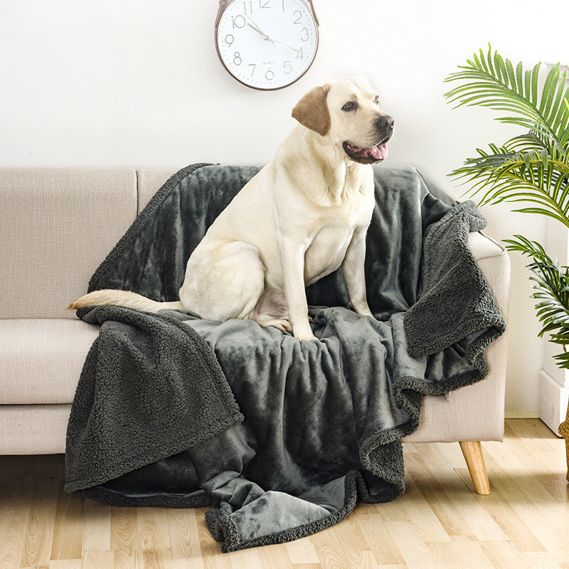 Waterproof Double-Sided Fleece Pet Blanket Machine Washable Thickened Comfort Mat teemdrop