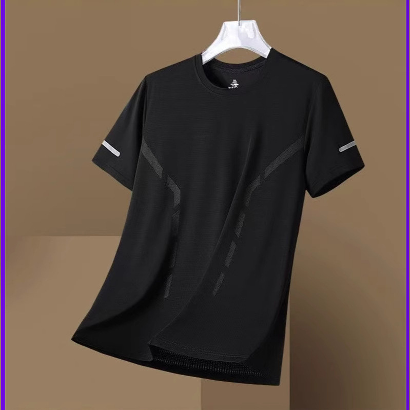 Men's Ice Silk Short Sleeve T-Shirt Quick Dry Breathable Loose Fit Summer Top teemdrop
