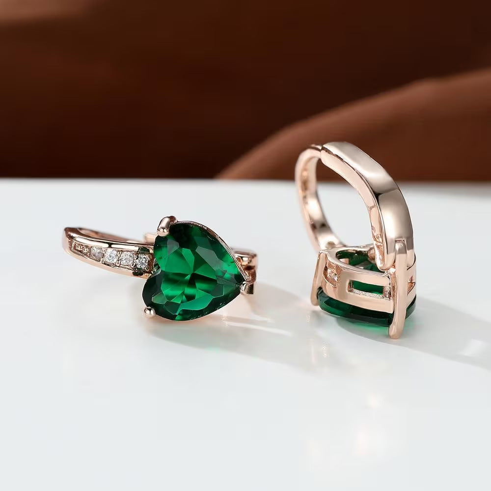 Women's Heart-Shaped Zircon Inlay Copper Earrings teemdrop