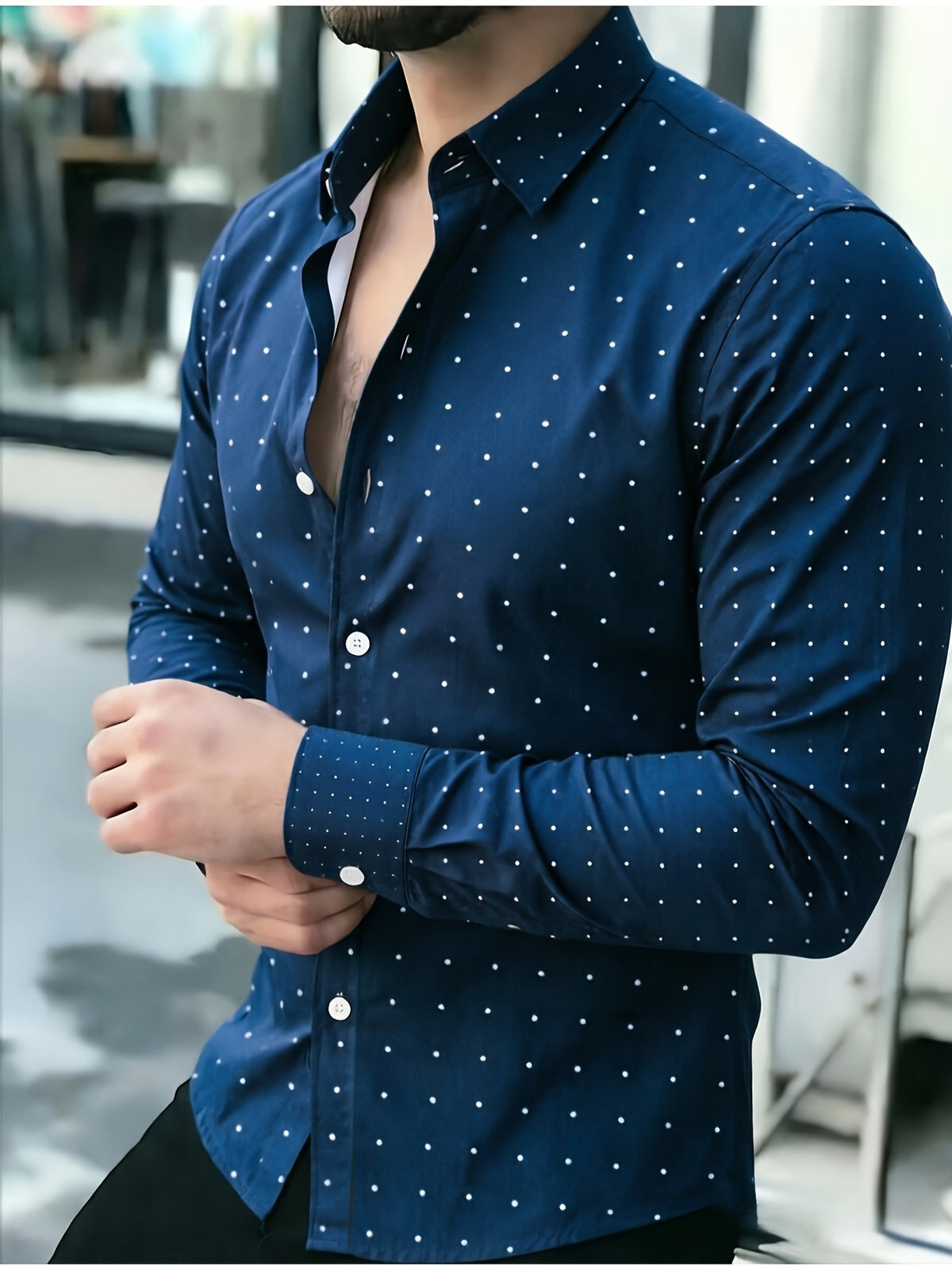 Vintage Paisley Print Men's Long Sleeve Shirt teemdrop