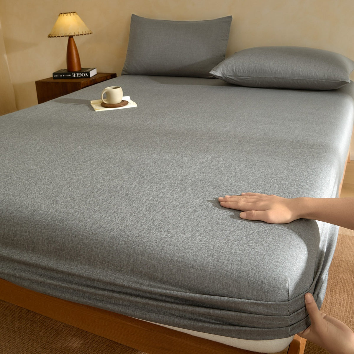 Bamboo Charcoal Fiber Fitted Sheet Set