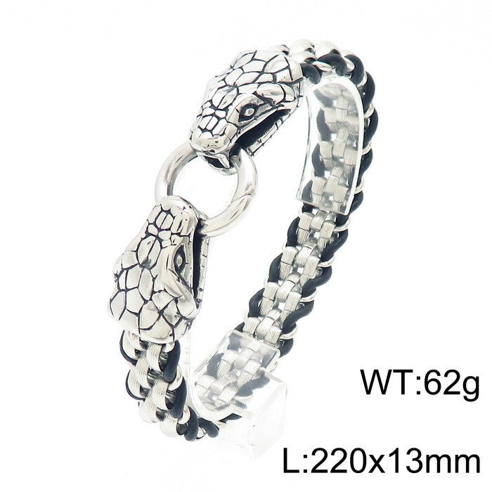 Men's Vintage Snake Head Titanium Steel Punk Bracelet