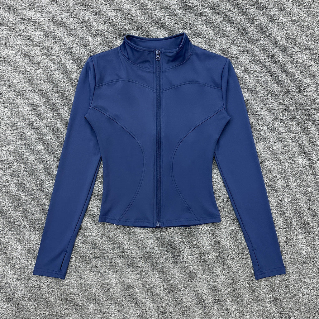 Womens Stand Collar Sports Jacket with Thumb Holes