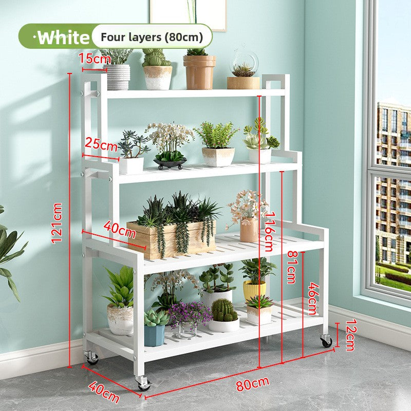 Foldable Metal Flower Stand Multi-Tier Ladder Plant Rack for Indoor Outdoor Use