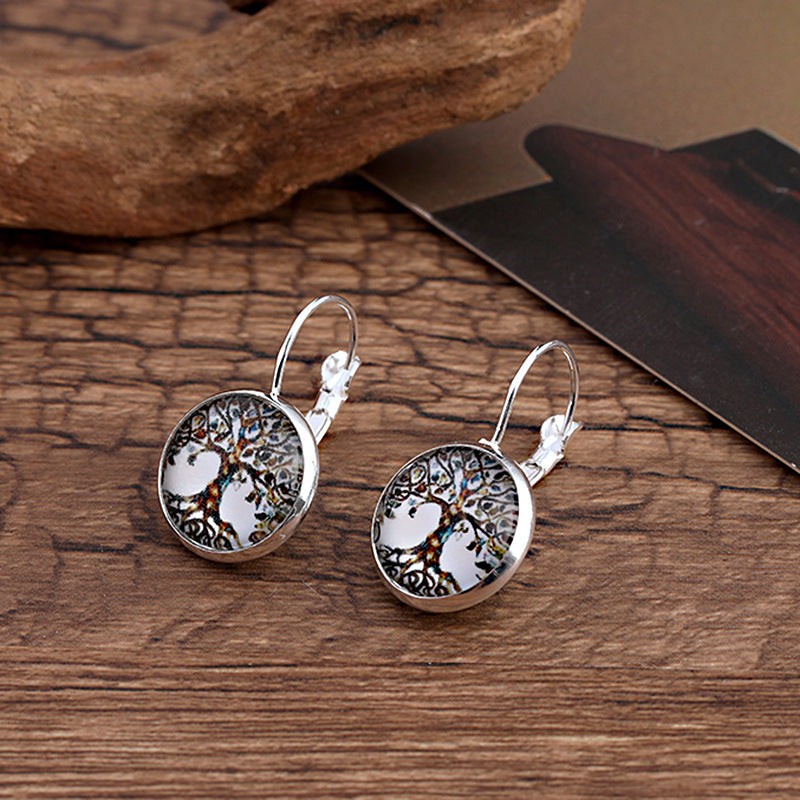 Creative Glass Earrings with Nature Patterns