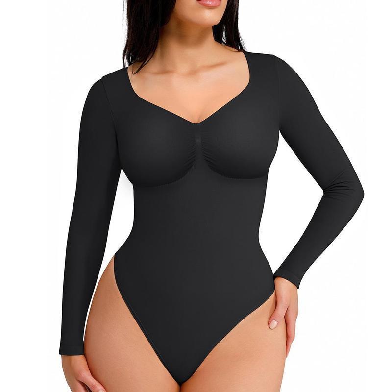 Women's seamless long-sleeved shaping tight-fitting one-piece dress teemdrop