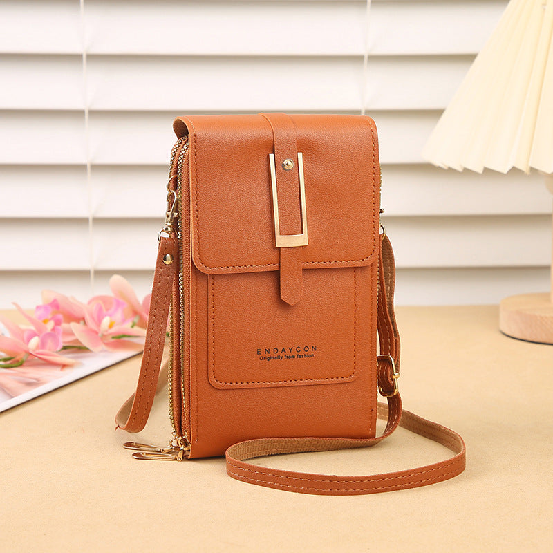 Women's Touch Screen PU Leather Phone Pouch Crossbody Bag with Card Slots