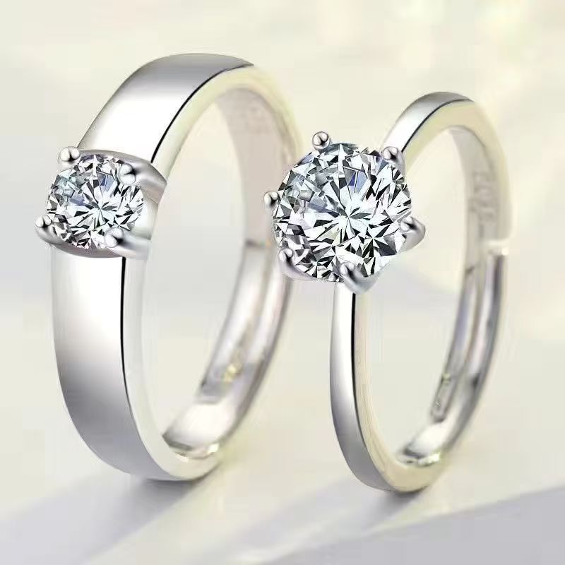 Adjustable Square Diamond Couple Rings Korean Style